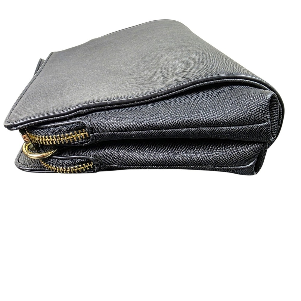 Steve Madden Crossbody Bag Women Small Black Good Triple Zip Saffiano Purse - Picture 8 of 11